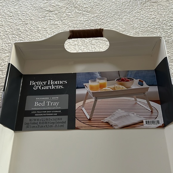 BHG White Rectangle Galvanized Steel Bed Serving Tray, 18.7 in L x 12.2 in - Picture 7 of 7